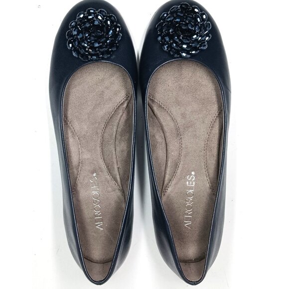 Aerosoles Becxotic Genuine Leather Ballet Flats Shoes Navy Blue 7M - Picture 5 of 11